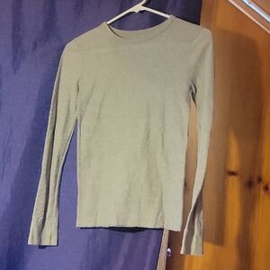 Fruit of the Loom Beige Ribbed Long Sleeve Top